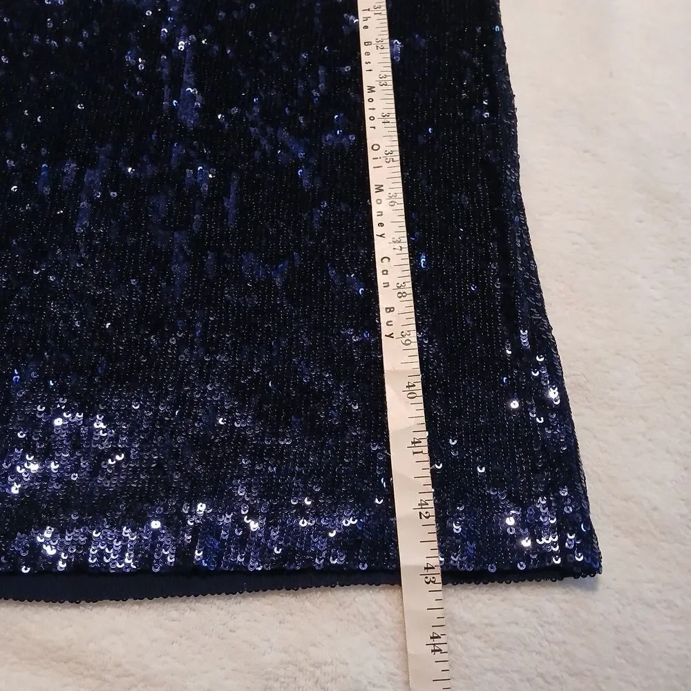 Tory Burch Sequin Dress Navy Size S/P Long Sleeve Midi Length Knit